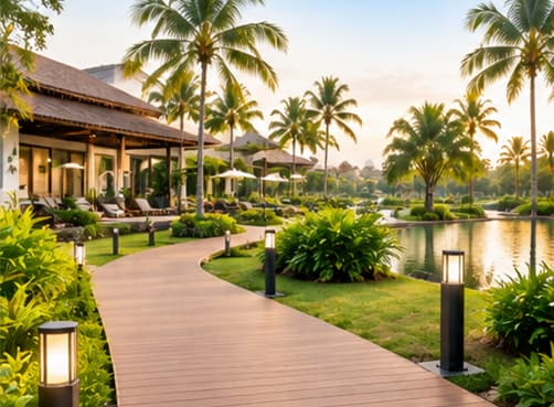 Necowood Outdoor WPC Decking for Hotel and Resort Gardens
